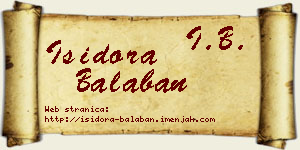 Isidora Balaban vizit kartica